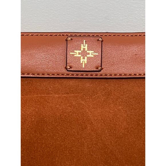 India Hicks Bridle Suede Leather Shoulder Crossbody Bag Gold Chain Brown NWOT - Picture 4 of 14